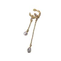 Brazalete pendiente, metal, con Perlas plásticas, chapado en color dorado, micro arcilla de zirconia cúbica & para mujer, 45mm, Vendido por UD