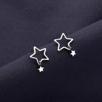 Sterling Silver Stud Earring, 925 Sterling Silver, Star, for woman & hollow, silver color, 11mm 