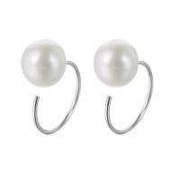 Sterling Silver Stud Earring, 925 Sterling Silver, with Plastic Pearl & for woman, silver color 
