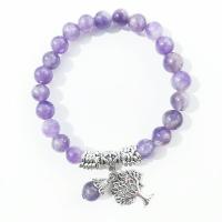 améthyste bracelet, avec alliage de zinc, pour femme, violet, 8mm Environ 7.48 pouce, Vendu par PC