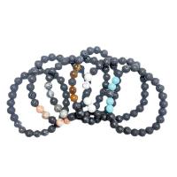 Gemstone Bracelets, Lava, with Gemstone & Unisex, black Approx 7.48 Inch 