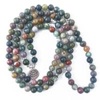 Bracelets de perles à la main, agate indienne, avec Perle en alliage de zinc, multicouche & unisexe & styles différents pour le choix, couleurs mélangées, 8mm Environ 34.01 pouce, Environ Vendu par brin