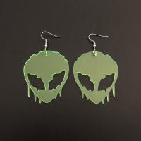 Boucle d'oreille de goutte acrylique, Alien, bijoux de mode & pour femme, vert fluorescent Vendu par paire