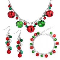 Brass Jewelry Set, bracelet & earring & necklace, with Iron, with 1.97inch extender chain, platinum color plated, Christmas Design & three pieces & fashion jewelry & for woman Approx 18.9 Inch, Approx 7.48 Inch 