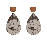 Wood Earring, with 304 Stainless Steel, fashion jewelry & for woman 70mm 