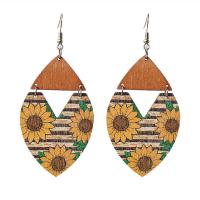Wood Earring, fashion jewelry & for woman 90mm 