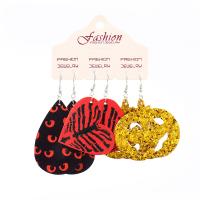 PU Leather Drop Earring, fashion jewelry & for woman 80mm 
