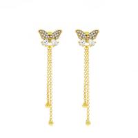 Fashion Fringe Earrings, Zinc Alloy, Butterfly, plated, fashion jewelry & micro pave cubic zirconia & for woman 53mm 