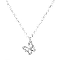 Zinc Alloy Cubic Zirconia Necklace, with 5cm extender chain, Butterfly, platinum color plated, fashion jewelry & micro pave cubic zirconia & for woman, silver color .5 cm 