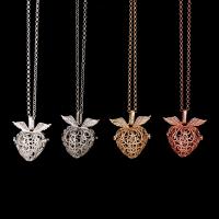 Floating Charm Necklace, Brass, Heart, plated, for woman & with rhinestone & hollow 20-30mm Approx 38 cm 