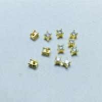 Brass Clawed Cubic Zirconia, with Cubic Zirconia, real gold plated, DIY & faceted 3mm, Approx 