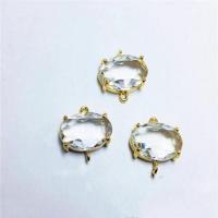 Crystal Connector, with Brass, Oval, gold color plated, DIY & faceted & 1/1 loop Approx 