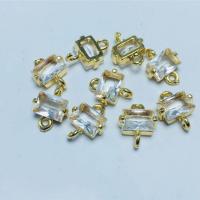 Crystal Brass Connector, with Brass, Rectangle, gold color plated, DIY & faceted & 1/1 loop Approx 
