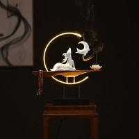 Porcelain Hanging Incense Burner, with Wood, handmade, for home and office & durable & with LED light & multifunctional 