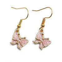 Enamel Zinc Alloy Drop Earring, Butterfly, gold color plated, fashion jewelry & for woman 