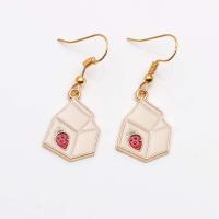 Enamel Zinc Alloy Drop Earring, Box, gold color plated, fashion jewelry & for woman, white 