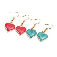 Enamel Zinc Alloy Drop Earring, Heart, gold color plated, fashion jewelry & for woman 