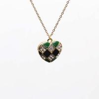 Enamel Zinc Alloy Necklace, 304 Stainless Steel Chain, with zinc alloy pendant, with 5cm extender chain, Heart, gold color plated, Adjustable & fashion jewelry & for woman & with rhinestone cm 