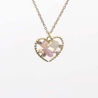 Rhinestone Zinc Alloy Necklace, 304 Stainless Steel Chain, with zinc alloy pendant & Plastic Pearl, with 5cm extender chain, Heart, gold color plated, Adjustable & fashion jewelry & for woman & with rhinestone cm 