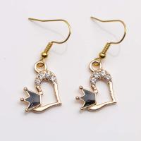 Zinc Alloy Rhinestone Drop Earring, Heart, gold color plated, fashion jewelry & for woman & enamel & with rhinestone 