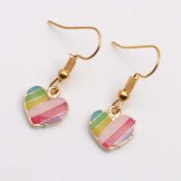 Enamel Zinc Alloy Drop Earring, Heart, gold color plated, fashion jewelry & with rhinestone 