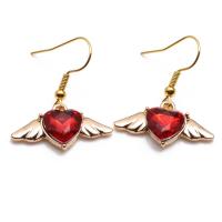 Crystal Drop Earring, Zinc Alloy, with Crystal, Wing Shape, gold color plated, fashion jewelry & for woman 