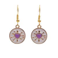 Enamel Zinc Alloy Drop Earring, Heart, gold color plated, fashion jewelry & for woman 