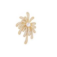 Cubic Zirconia Brooch, Brass, Flower, real gold plated, fashion jewelry & micro pave cubic zirconia & for woman, golden 