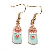 Enamel Zinc Alloy Drop Earring, feeding bottle, gold color plated, fashion jewelry & for woman, mixed colors 