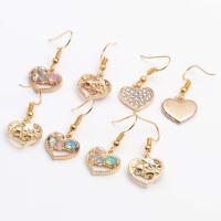 Zinc Alloy Rhinestone Drop Earring, with Plastic Pearl, Heart, gold color plated, fashion jewelry & for woman & with rhinestone 