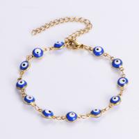 Evil Eye Jewelry Bracelet, Titanium Steel, bracelet & necklace, gold color plated & for woman & enamel 210mm Approx 17.7 Inch 