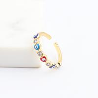 Evil Eye Jewelry Finger Ring, Brass, real gold plated, Adjustable & micro pave cubic zirconia & for woman & enamel, multi-colored 