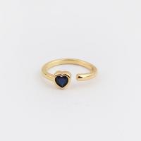 Zirkonia Messing Finger Ring, Herz, vergoldet, Einstellbar & Micro pave Zirkonia & für Frau, keine, 23mm, verkauft von PC