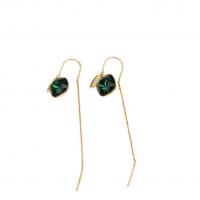 Brass Thread Through Earrings, with Crystal, Letter D, gold color plated, Korean style & for woman 