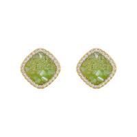 Crystal Jewelry Earring, Brass, with Crystal, Square, plated, micro pave cubic zirconia & for woman, 15mm 