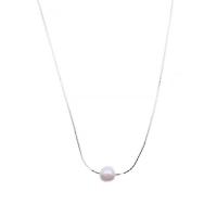 Freshwater Pearl Brass Necklace, with Freshwater Pearl, with 1.96inch extender chain, platinum color plated, Korean style & for woman Approx 15 Inch 