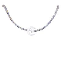 Кристалл ожерелье, Латунь, с Белая ракушка & Кристаллы, с 1.96inch наполнитель цепи, Луна и звезды, плакирован золотом, Корейский стиль & Женский, длина:Приблизительно 13.38 дюймовый, продается PC
