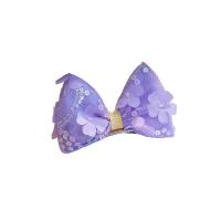 Children Hair Clip, Cloth, with Sequins & Zinc Alloy, Bowknot, handmade, for children 55mm 