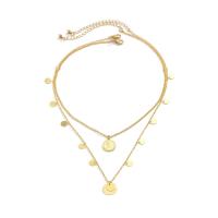 Brass Jewelry Necklace, Iron, with Brass & Zinc Alloy, with 2.7inch extender chain, plated, Double Layer & fashion jewelry & for woman Approx 15.7 Inch, Approx 19.6 Inch 