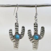 Turquoise Zinc Alloy Earring, with turquoise, Opuntia Stricta, antique silver color plated, fashion jewelry & for woman 