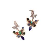 Cubic Zircon (CZ) Drop Earring, Zinc Alloy, Butterfly, gold color plated, fashion jewelry & micro pave cubic zirconia & for woman 