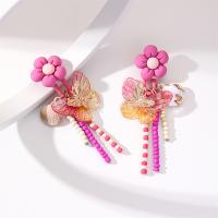 Glass Seed Beads Earring, Zinc Alloy, with Seedbead & Shell, handmade, fashion jewelry & for woman 