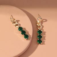 Cubic Zircon (CZ) Drop Earring, Brass, gold color plated, fashion jewelry & micro pave cubic zirconia & for woman, green 
