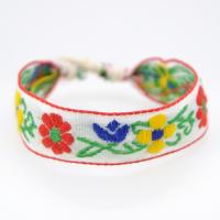 Fashion Create Wax Cord Bracelets, Cotton Fabric, with Wax Cord, Round, handmade, fashion jewelry & with flower pattern & for woman 18mm cm 