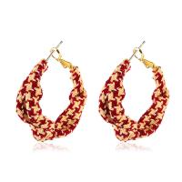 Zinc Alloy Hoop Earring, Cloth, with Zinc Alloy, fashion jewelry & for woman 32mm 