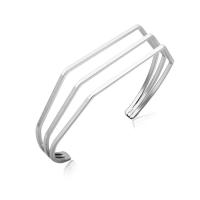 Brass Cuff Bangle, polished, fashion jewelry & for woman, silver color, 60mm 