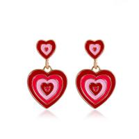 Enamel Zinc Alloy Drop Earring, Heart, plated, fashion jewelry & for woman 