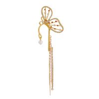 Earring Cuff and Wraps, Zinc Alloy, with ABS Plastic Pearl & Crystal, Butterfly, plated, fashion jewelry & for woman 167mm 