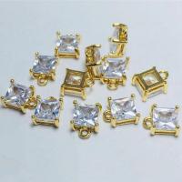 Crystal Brass Pendants, with Brass, Square, KC gold color plated, Unisex & faceted 6mm, Approx 