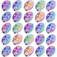 Zinc Alloy Jewelry Beads, Oval, colorful plated, DIY & with flower pattern 